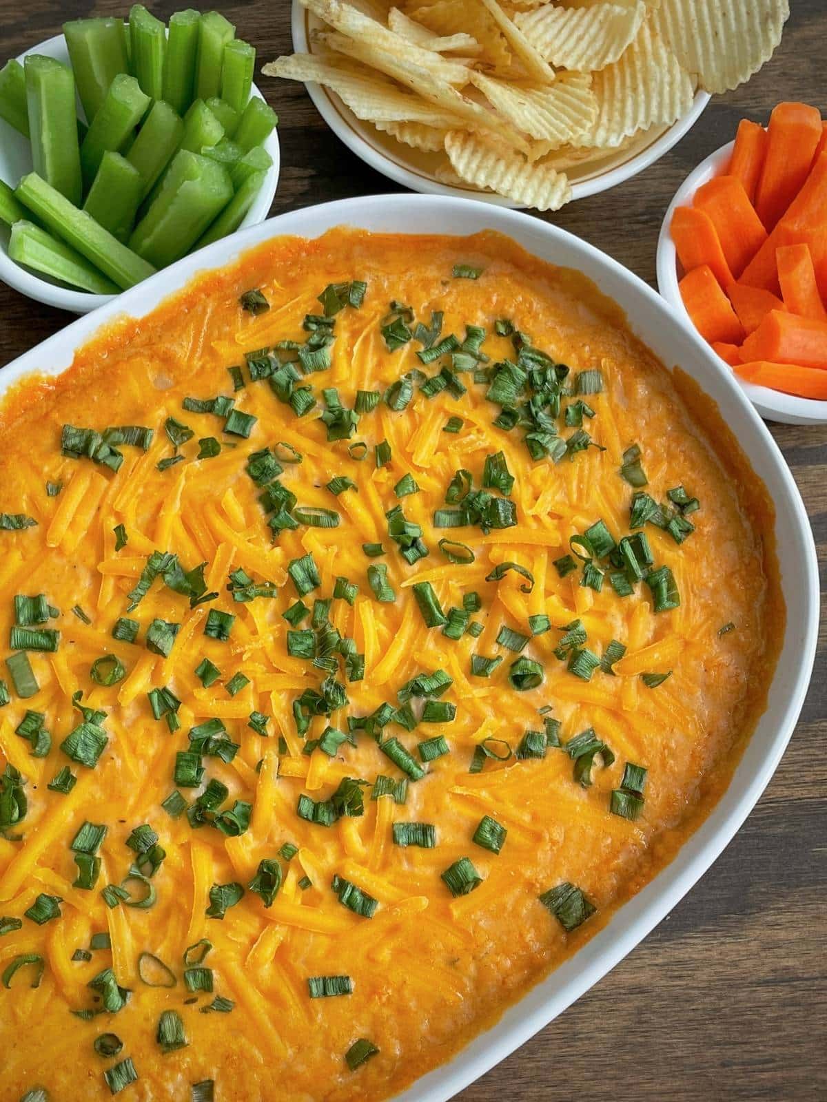 Buffalo Dip with Chips and Veggies