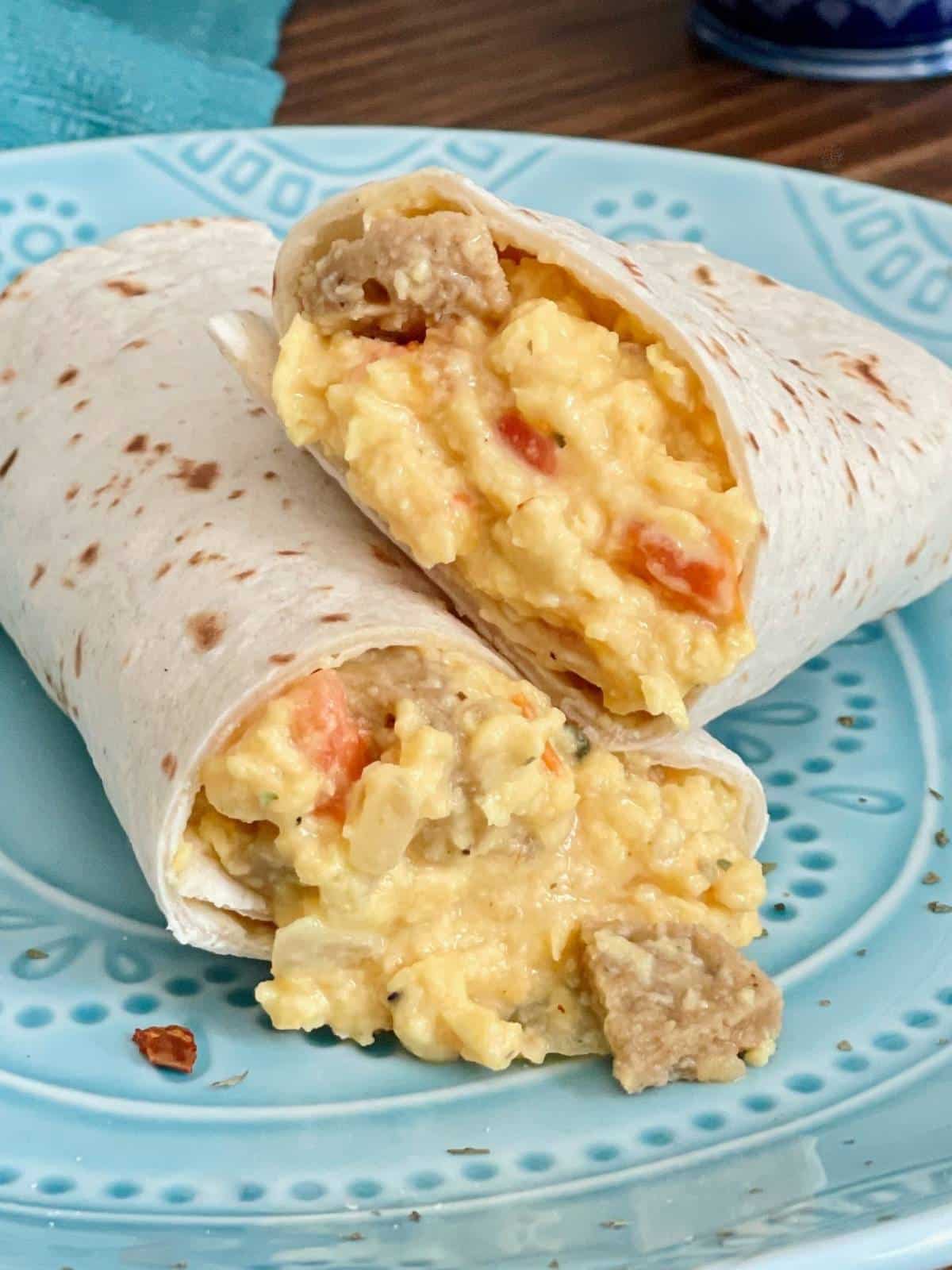 finished breakfast burrito zoomed in