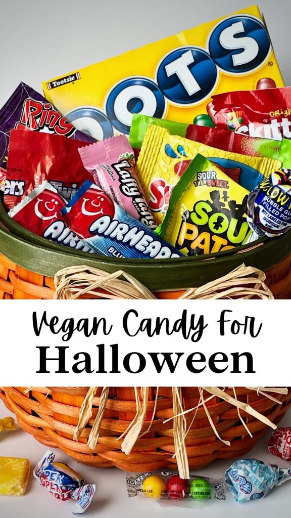 Vegan Halloween candy Pinterest pin.