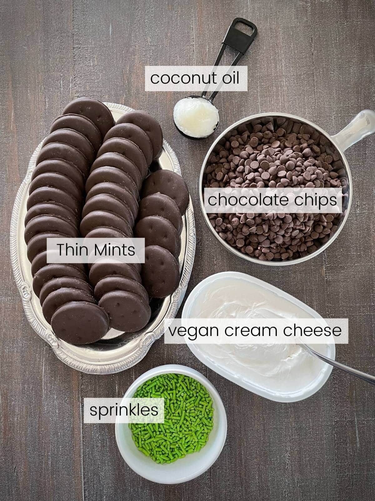 Image of thin mint truffle ingredients.