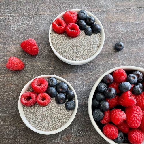 Oat Milk Chia Pudding with fresh fruit.