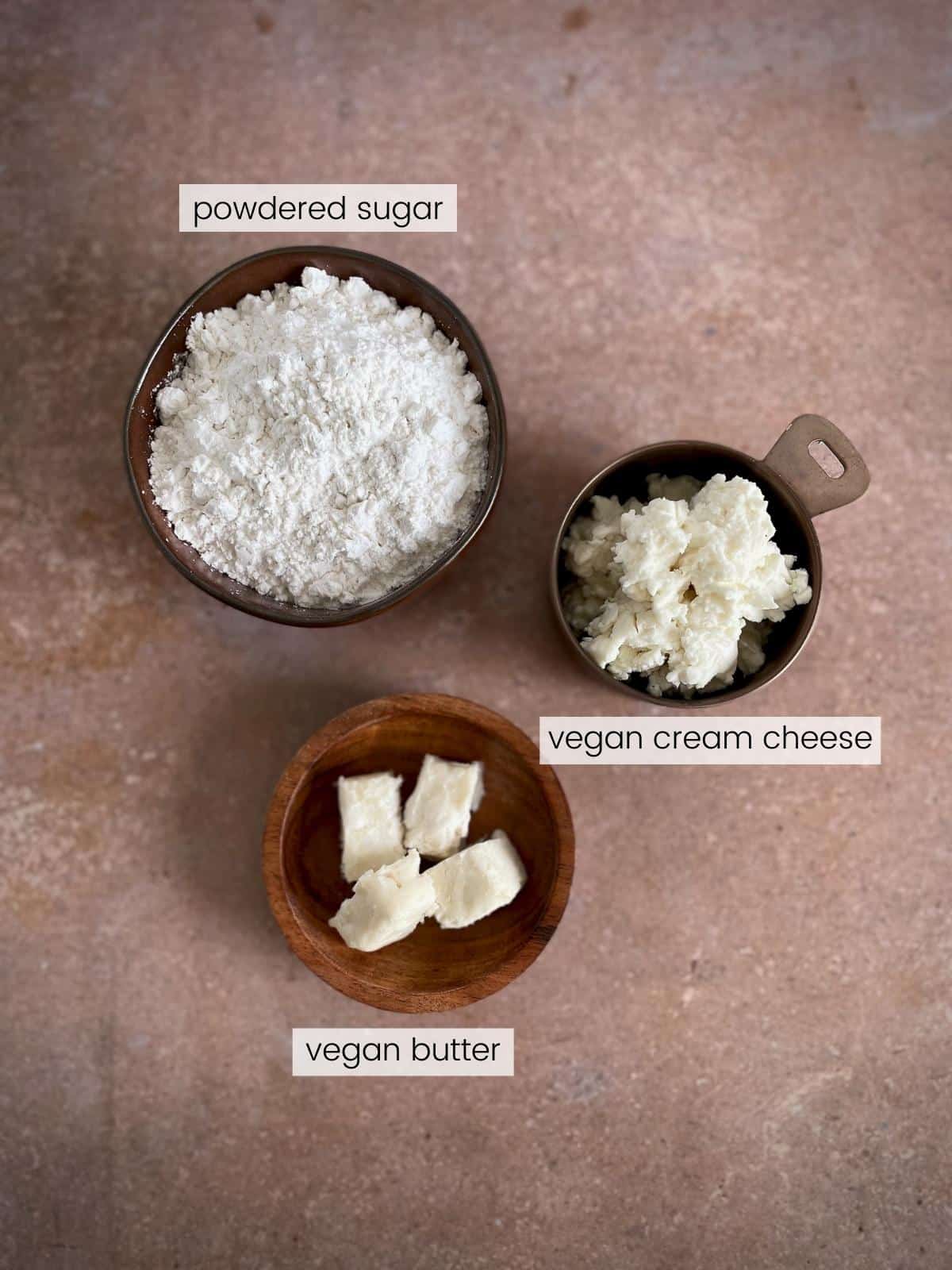 Labeled frosting ingredients.