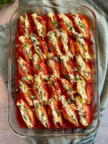 Stuffed shells baked in the oven.