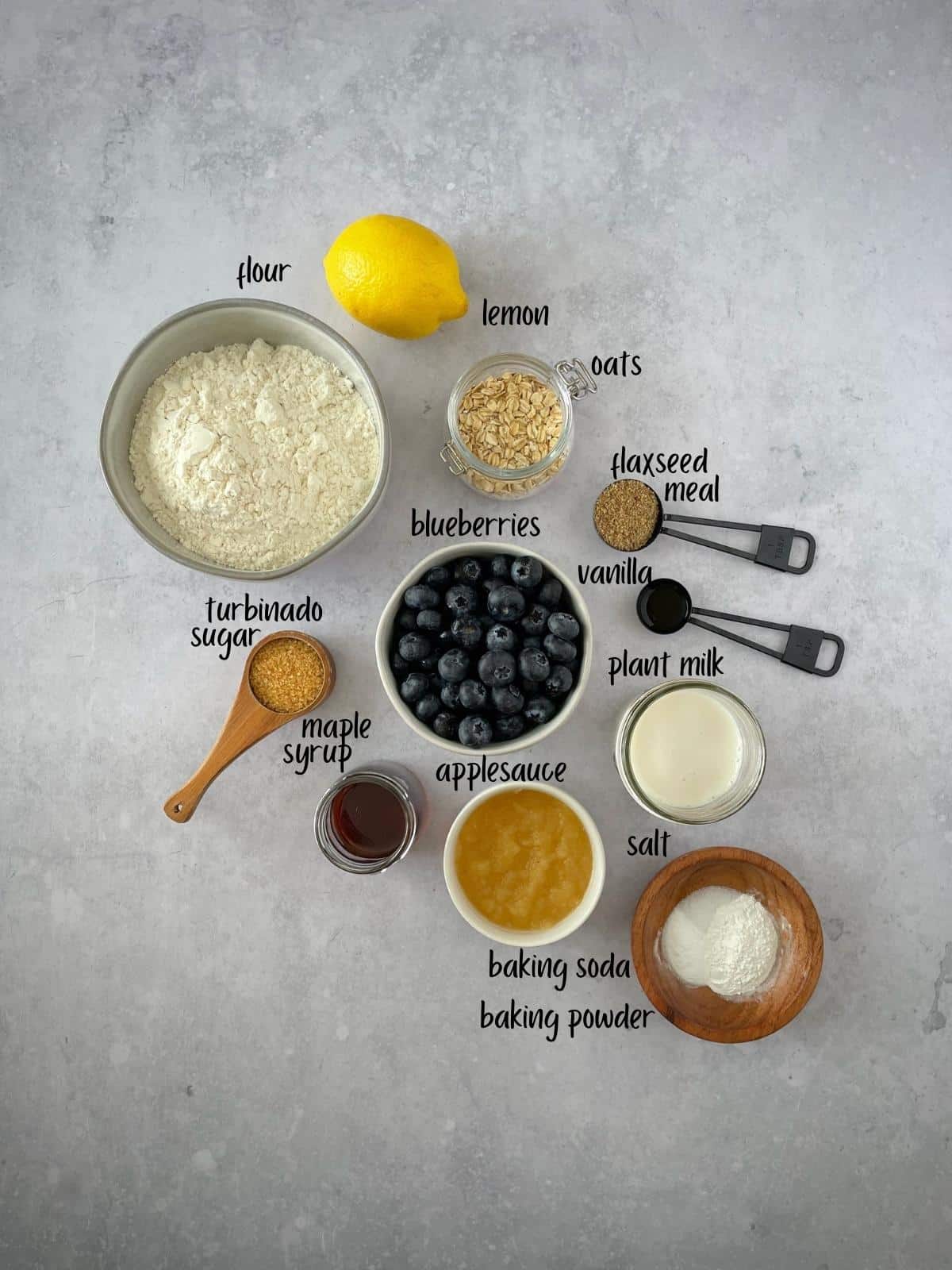 Labeled muffin ingredients.