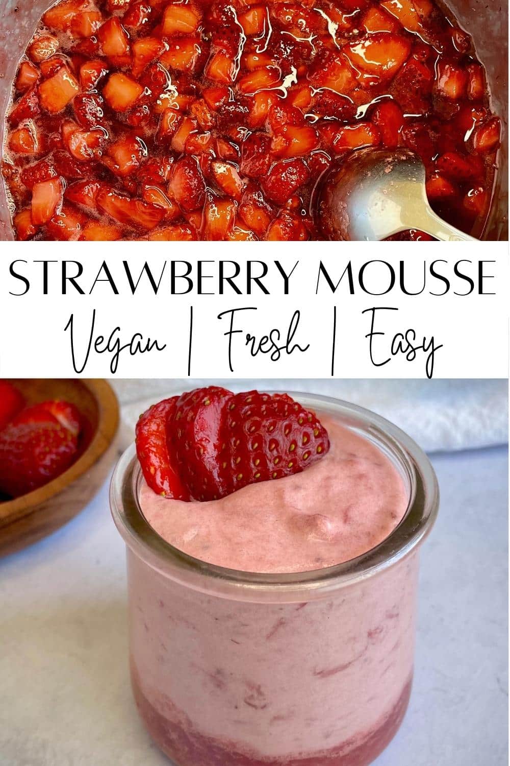 Pinterest pin image of strawberry mousse.