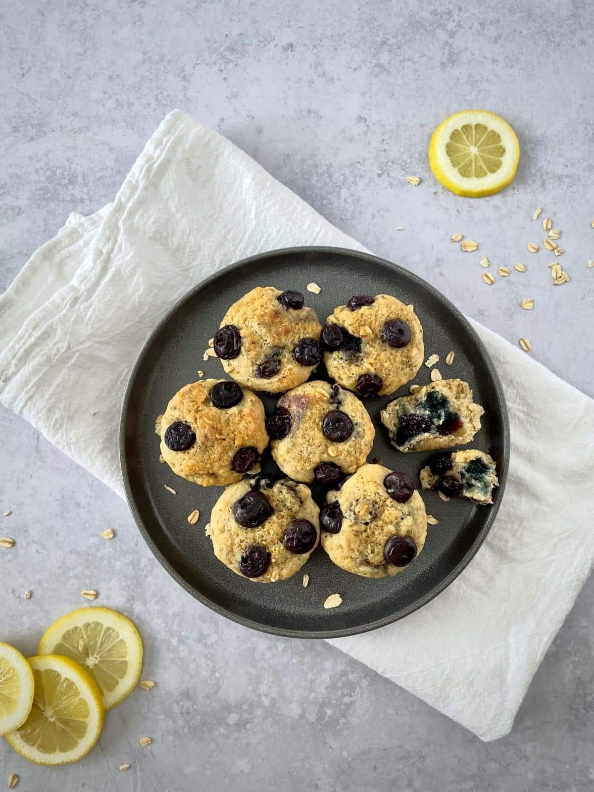 Vegan blueberry lemon muffins.
