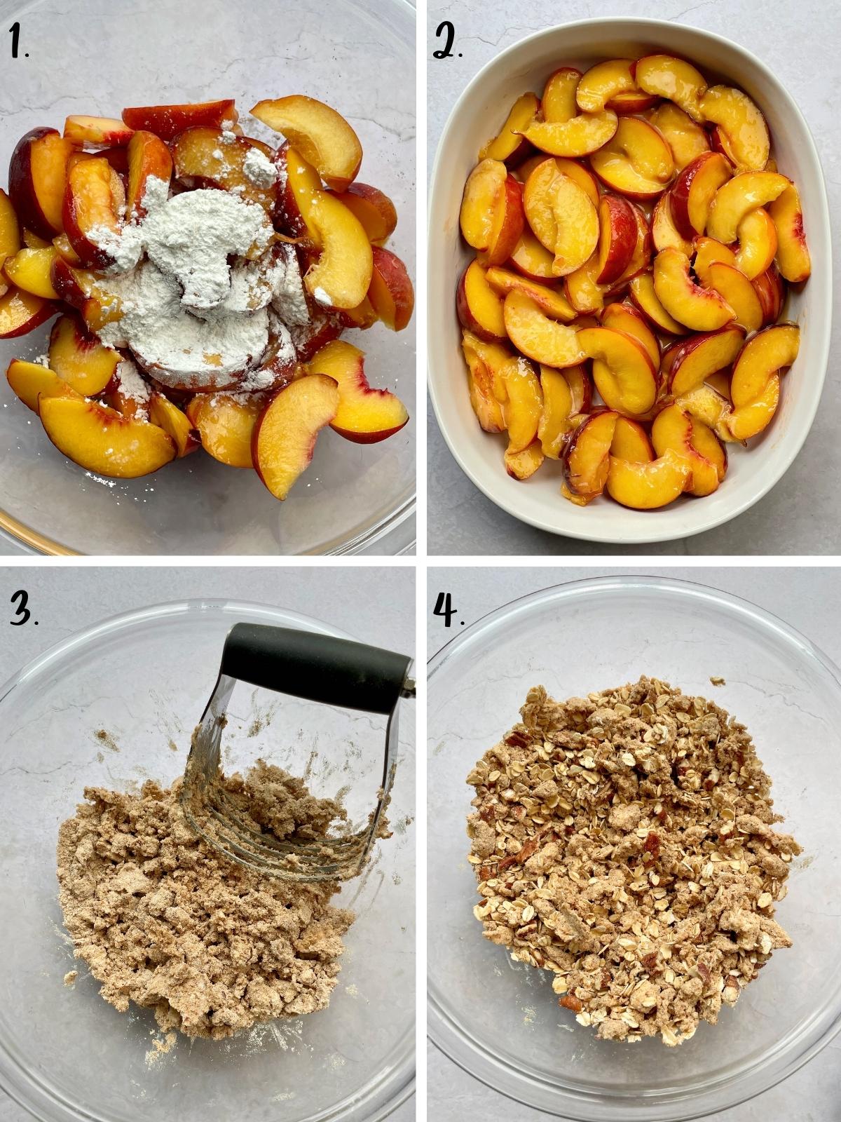 Process step images for making fruit crisp.