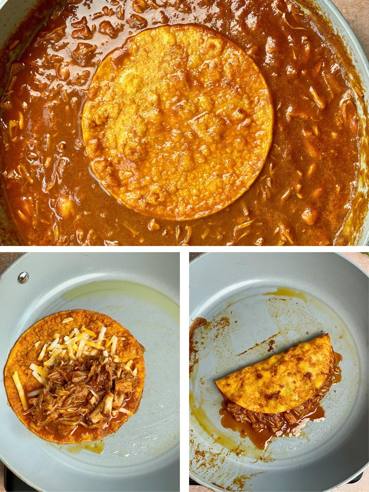 Steps for cooking birria tacos.