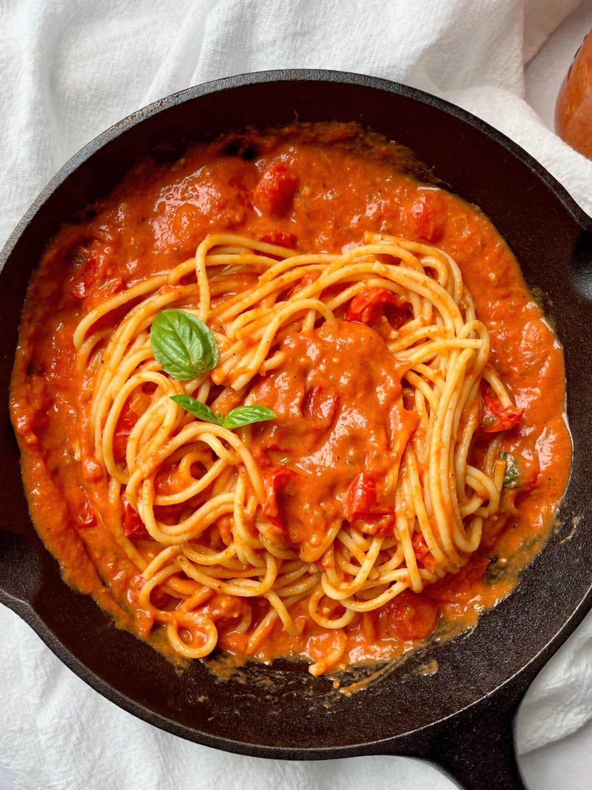 Tomato sauce with pasta.