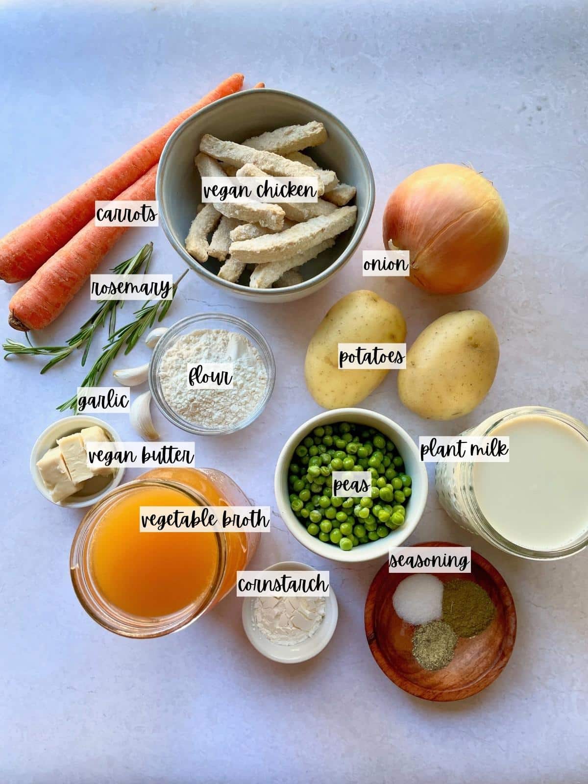 Ingredients for pot pie soup.