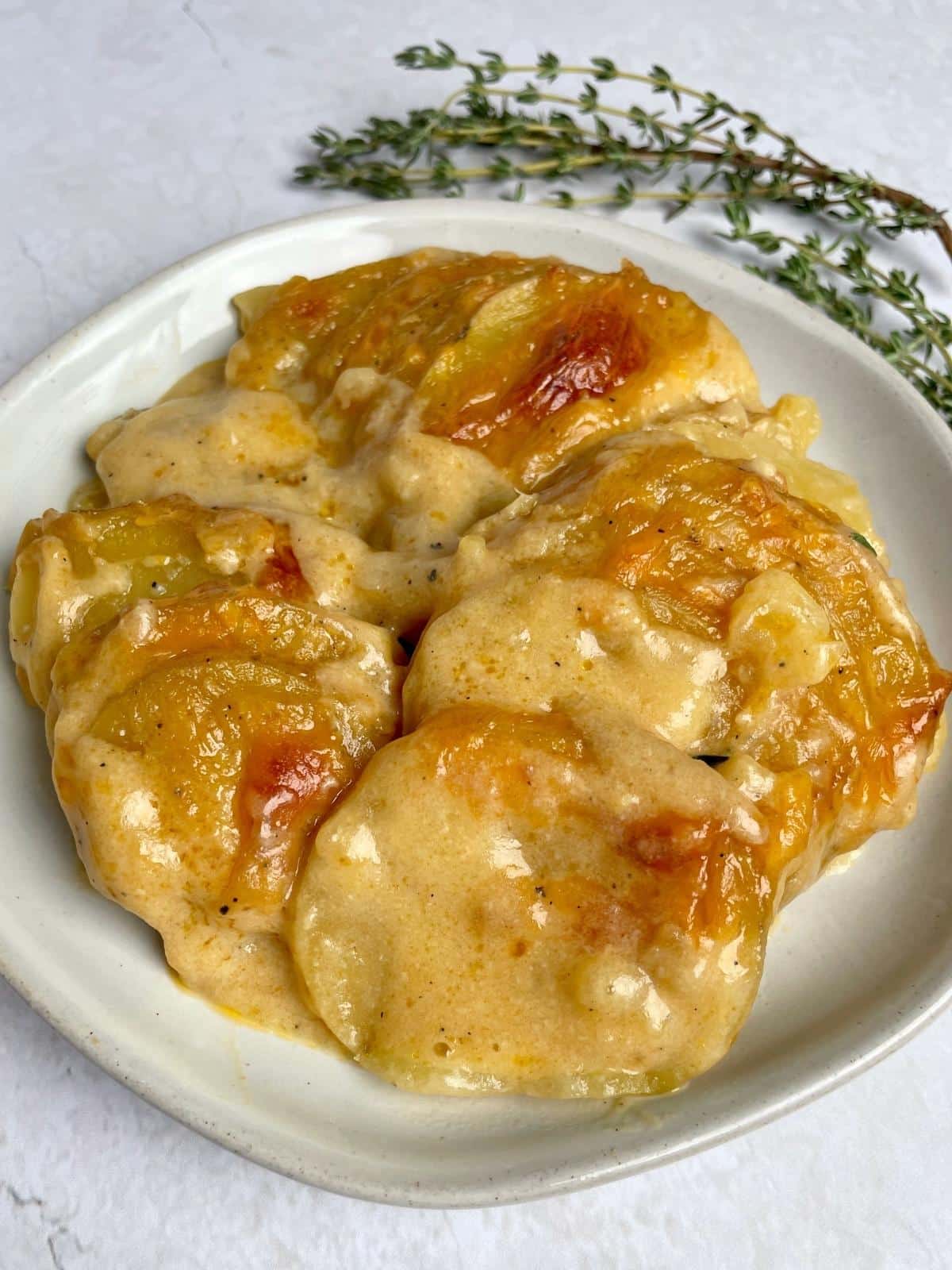 One serving of scalloped potatoes.