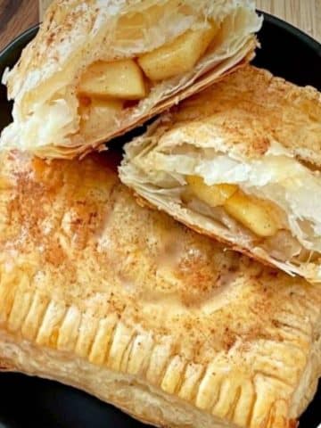 Up close image of apple turnovers.