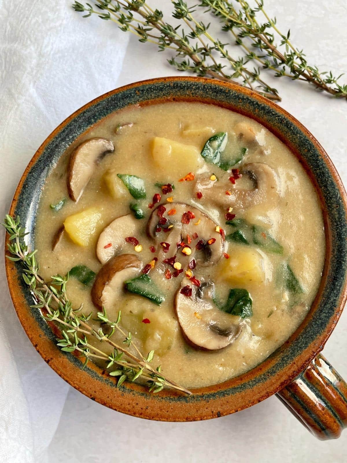 Vegan mushroom potato soup.