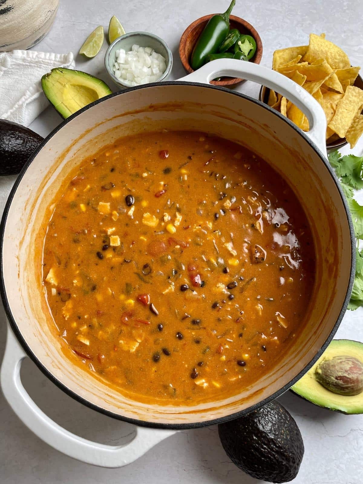 A big pot of enchilada soup.