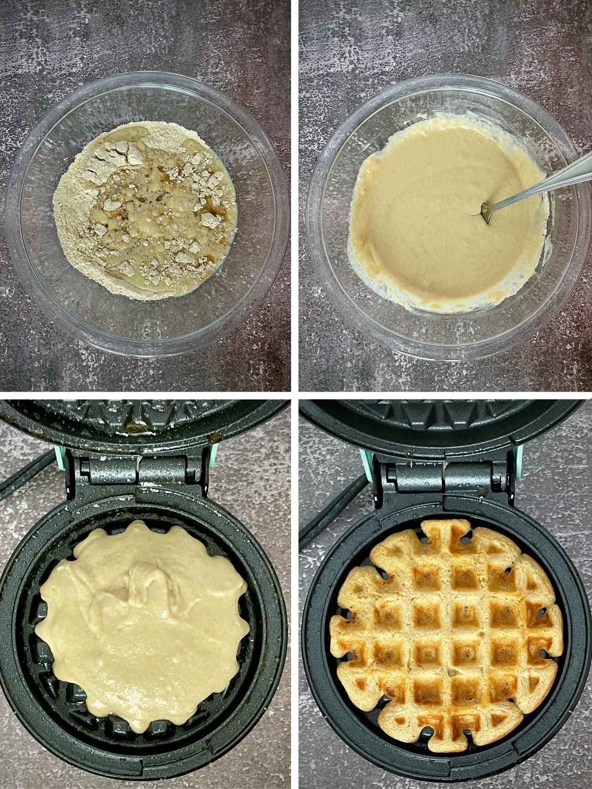 Process steps for protein waffles.