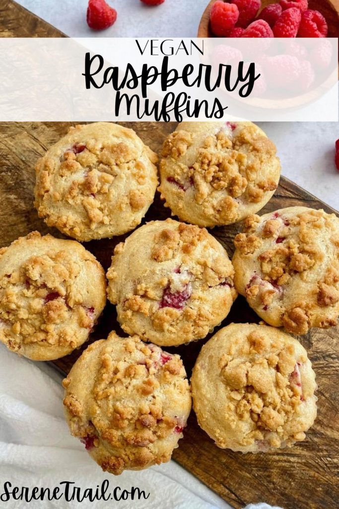 Pinterest pin of vegan raspberry muffins.