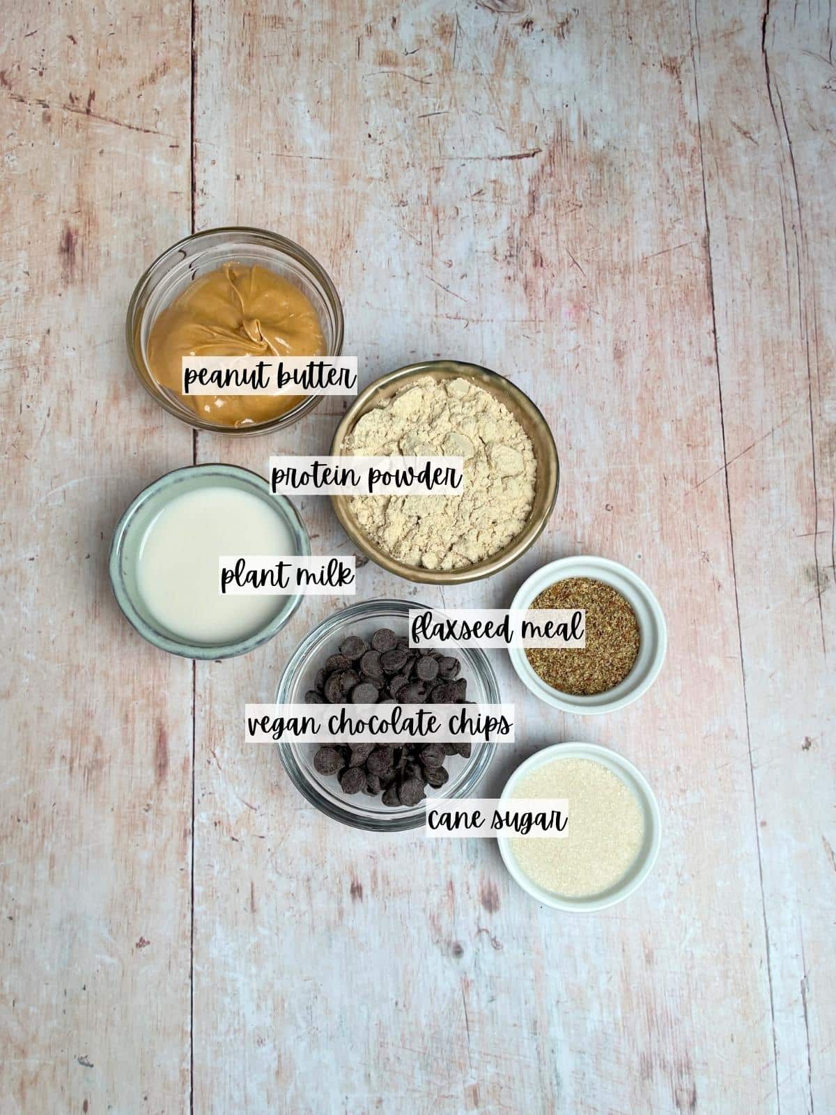 Labeled ingredients for protein cookies.