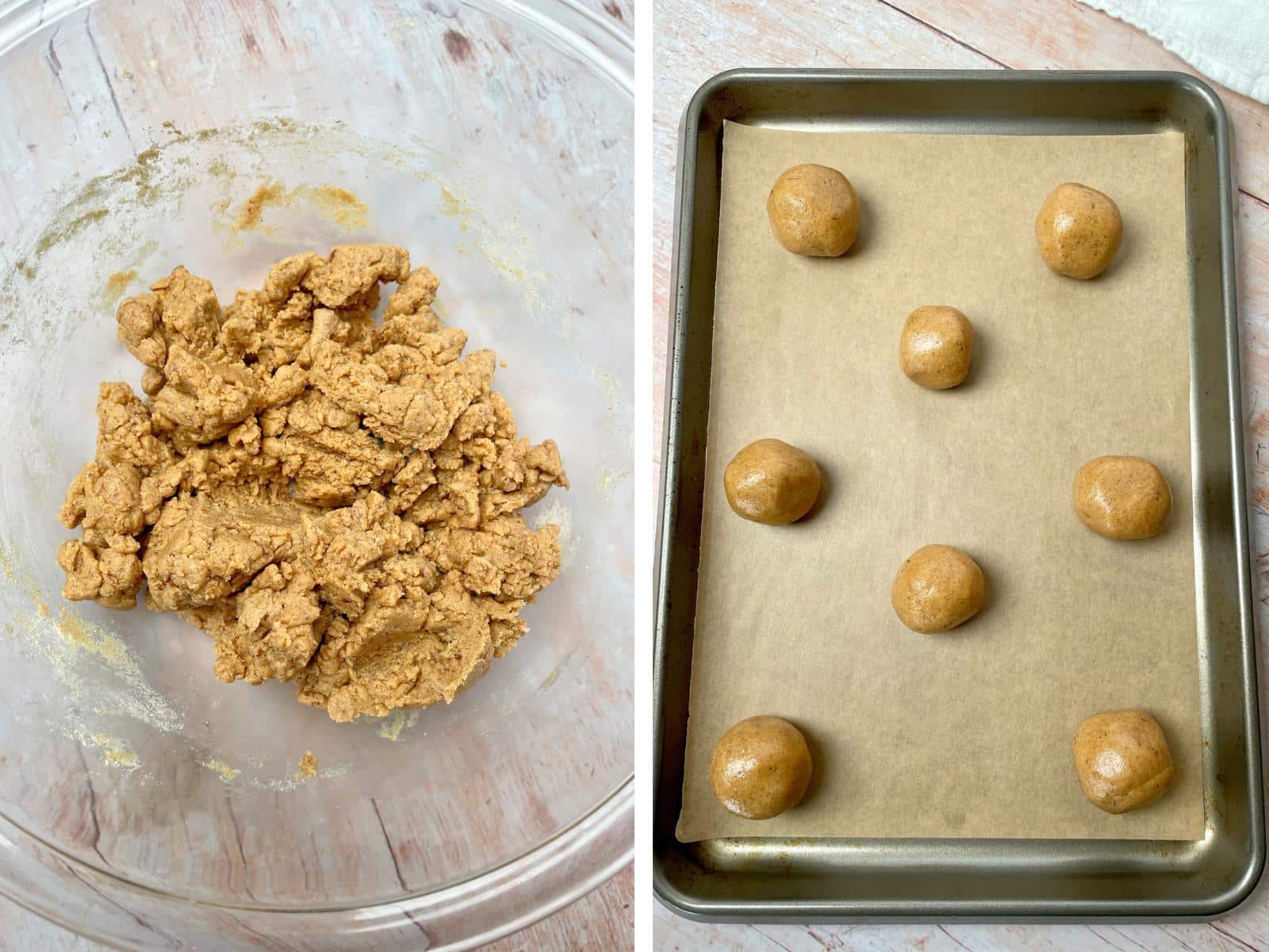 Rolling protein cookie balls.