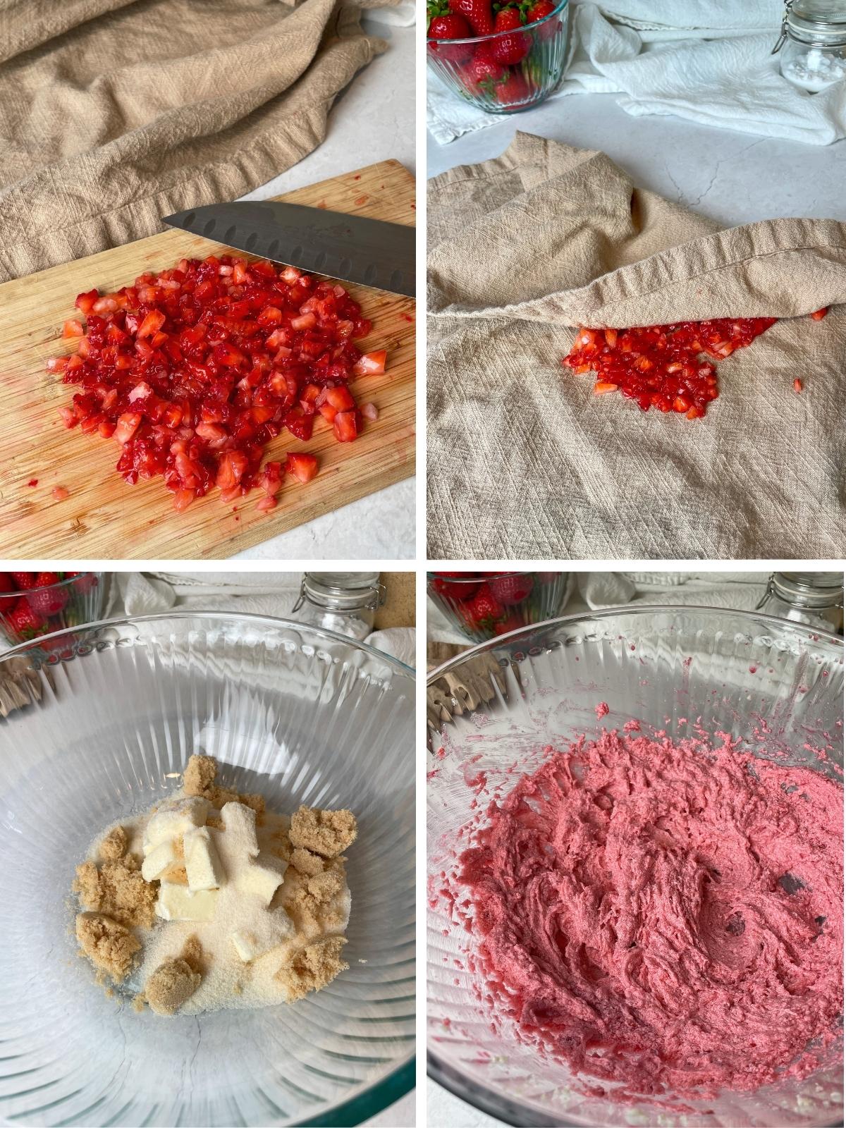 First set of steps for strawberry cookies.