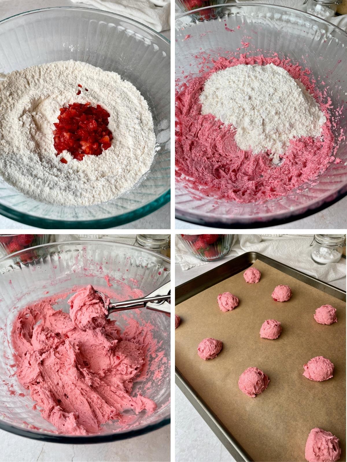 Second set of process steps for strawberry cookies.