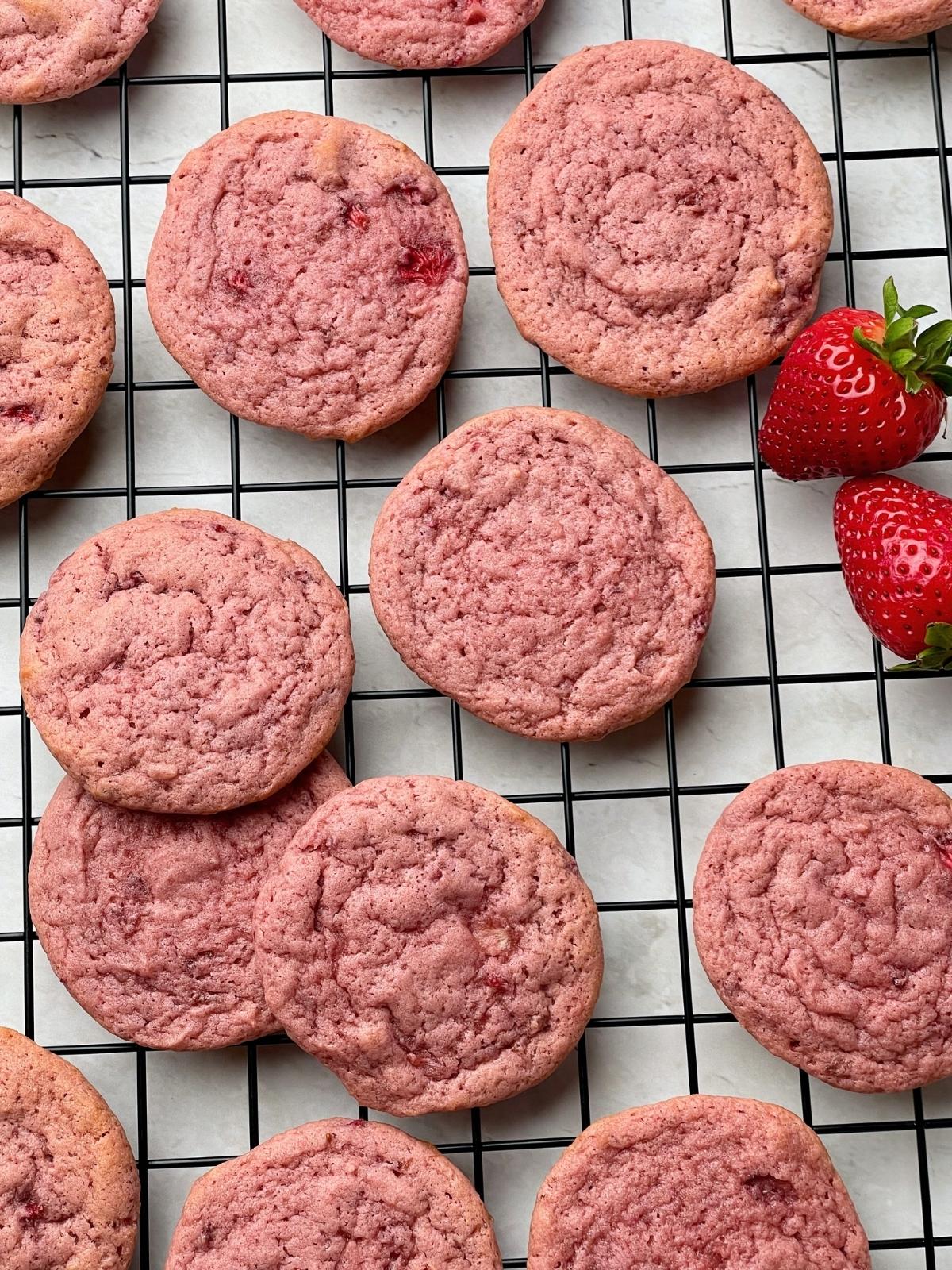 Strawberry cookies with fresh berries.
