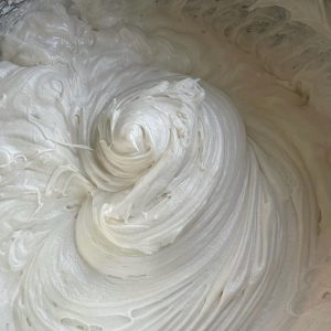 Zoomed in view of vegan cream cheese frosting