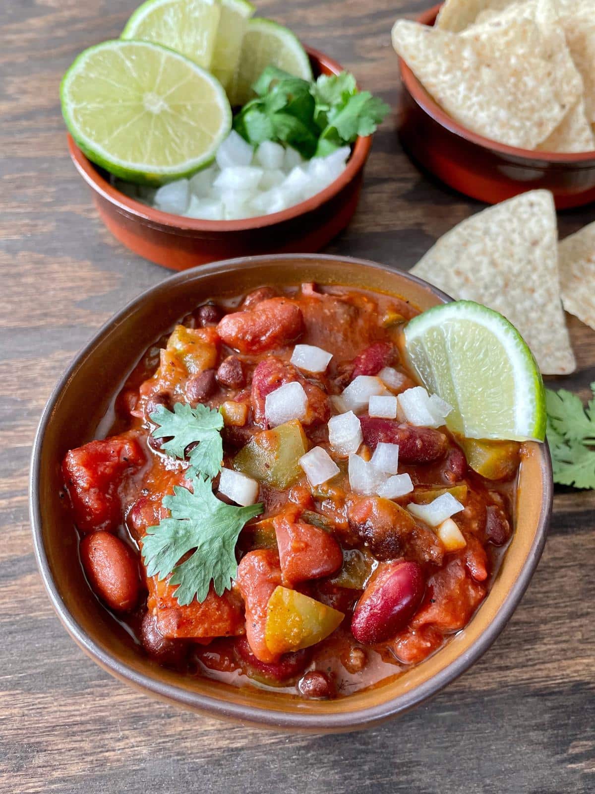 Chili made with beans and veggies.