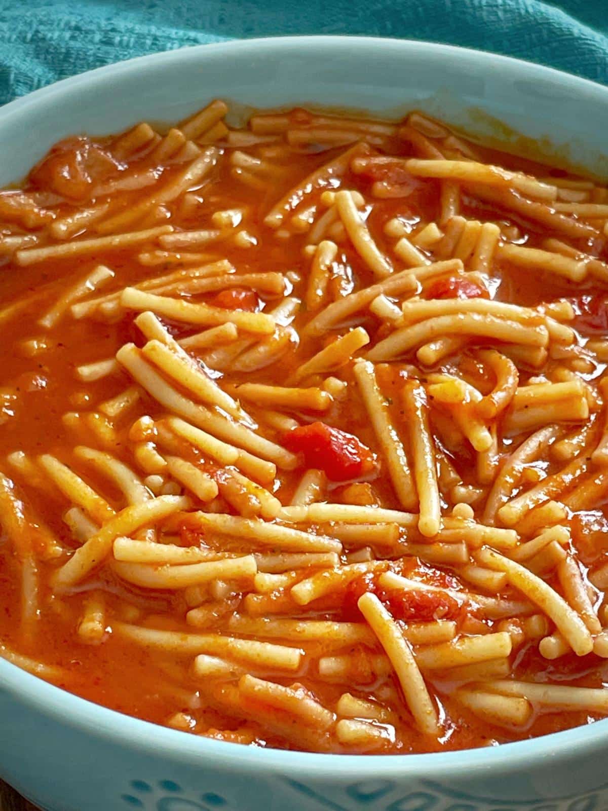 Fideo made with tomato sauce.