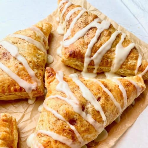Up close view of vegan apple turnovers.