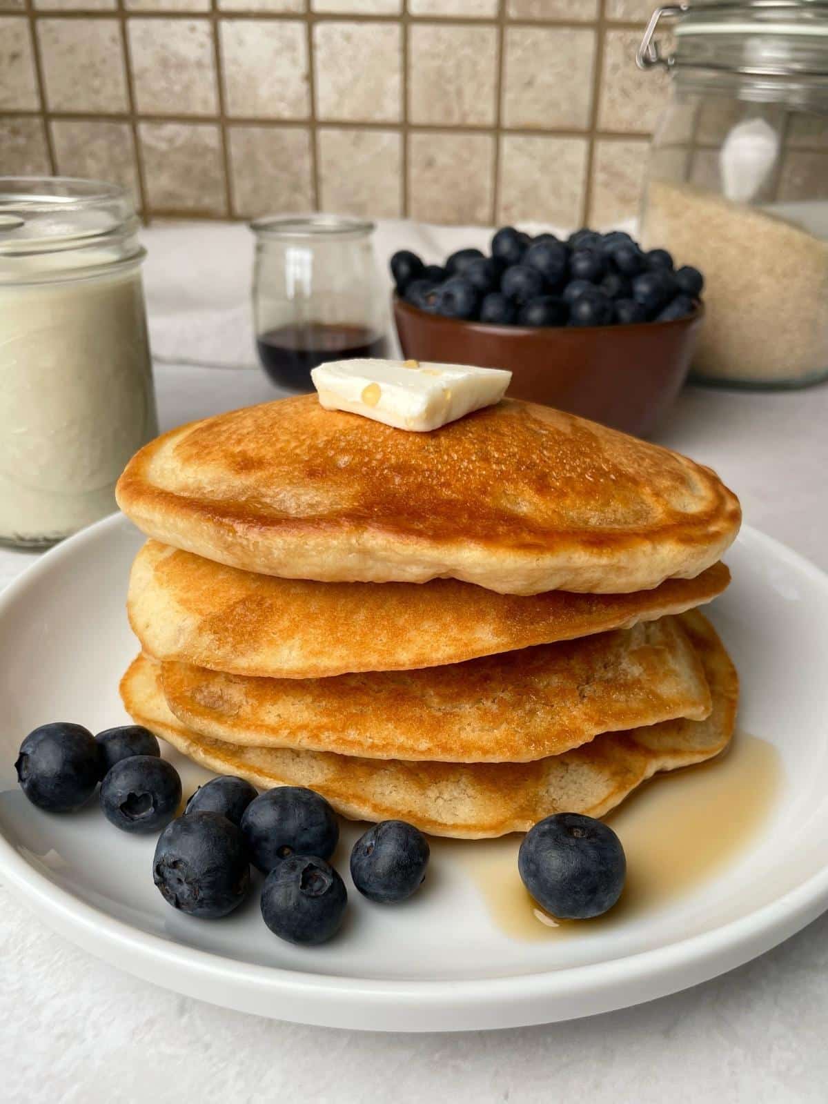 A stack of oat milk pancakes.