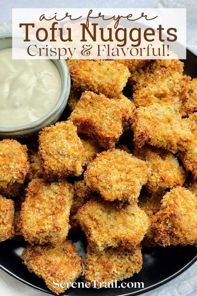 Pinterest pin of plant based chicken nuggets.