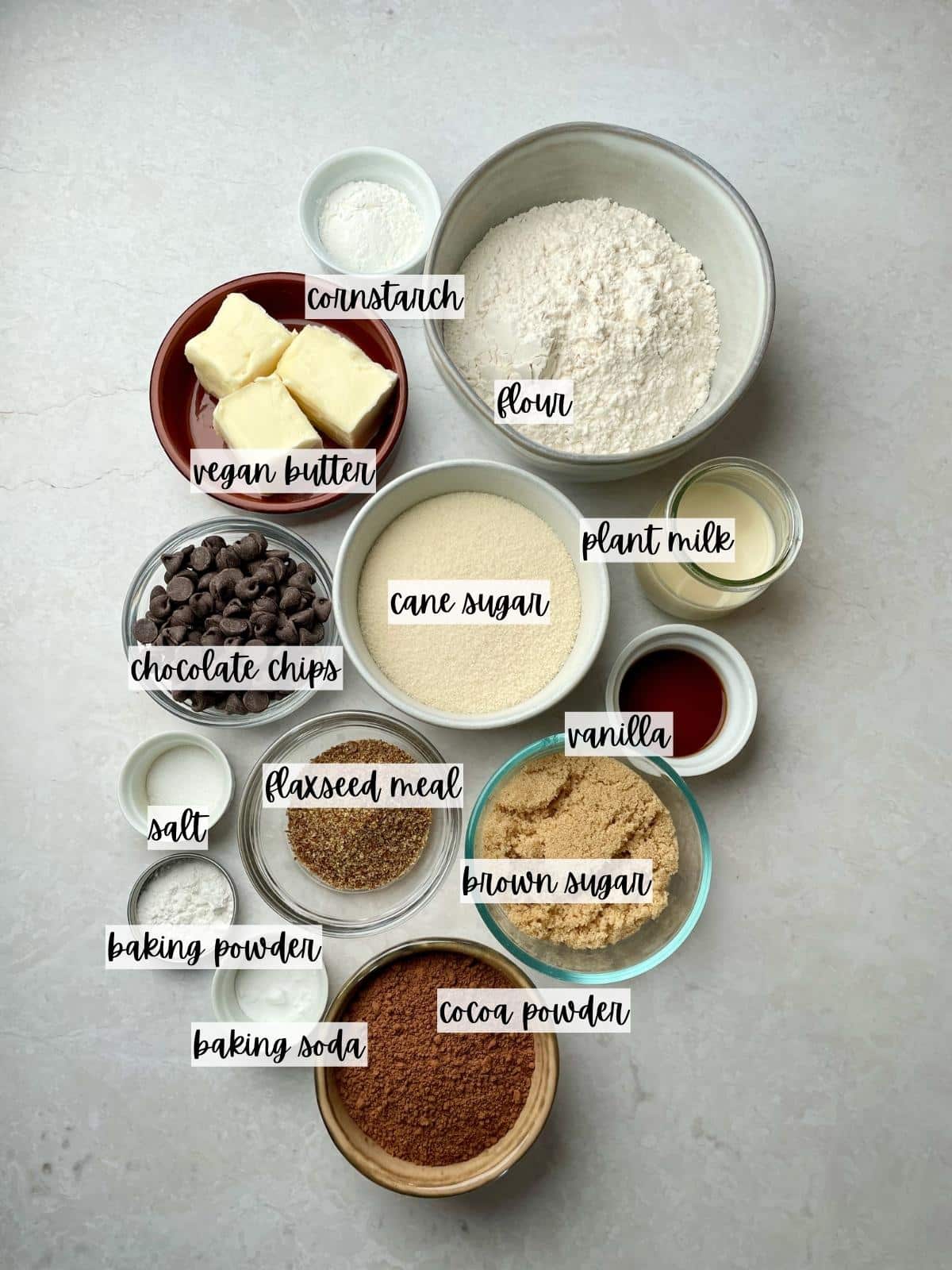 Labeled ingredients for brookies.