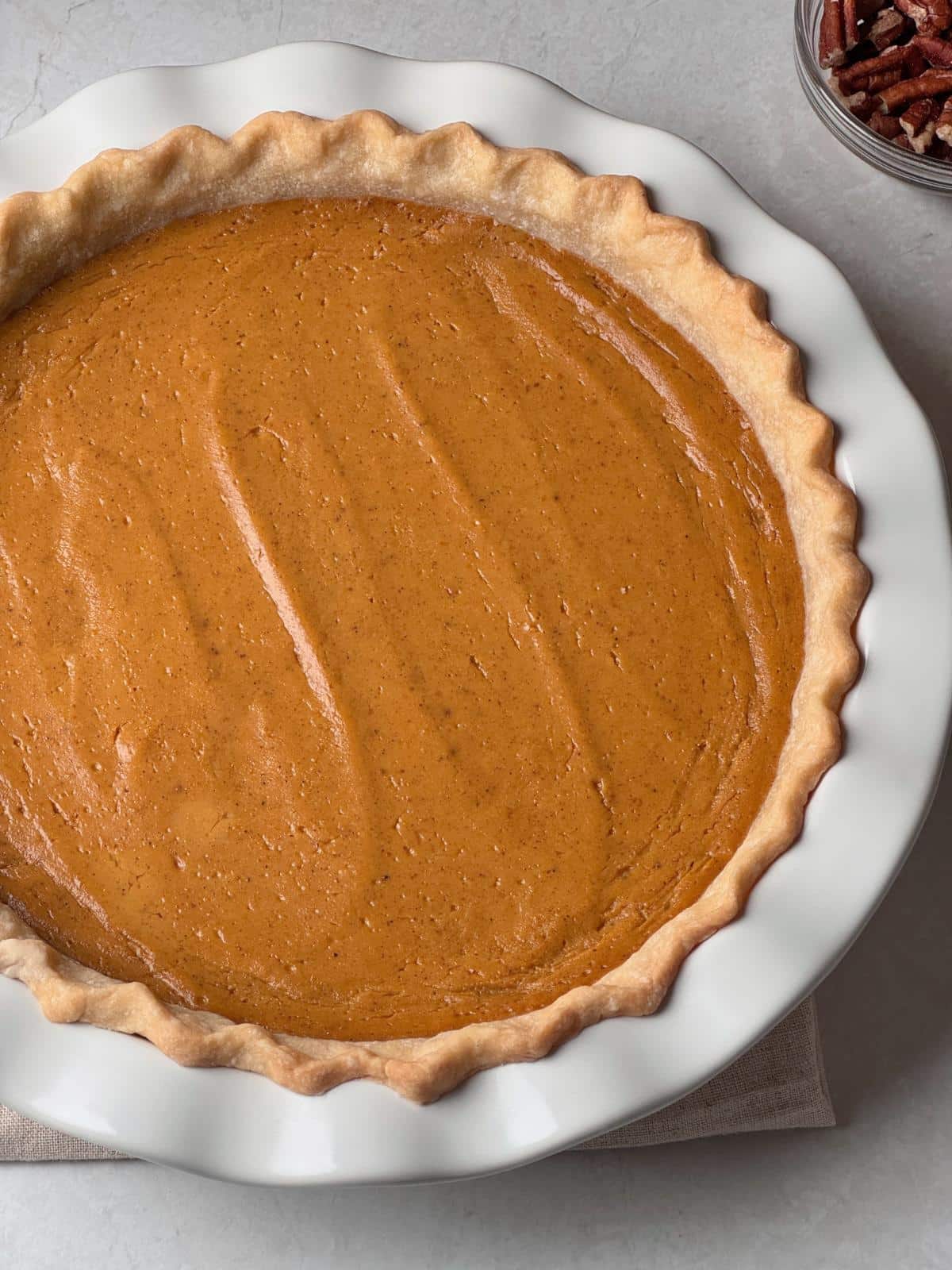 A whole tofu pumpkin pie.