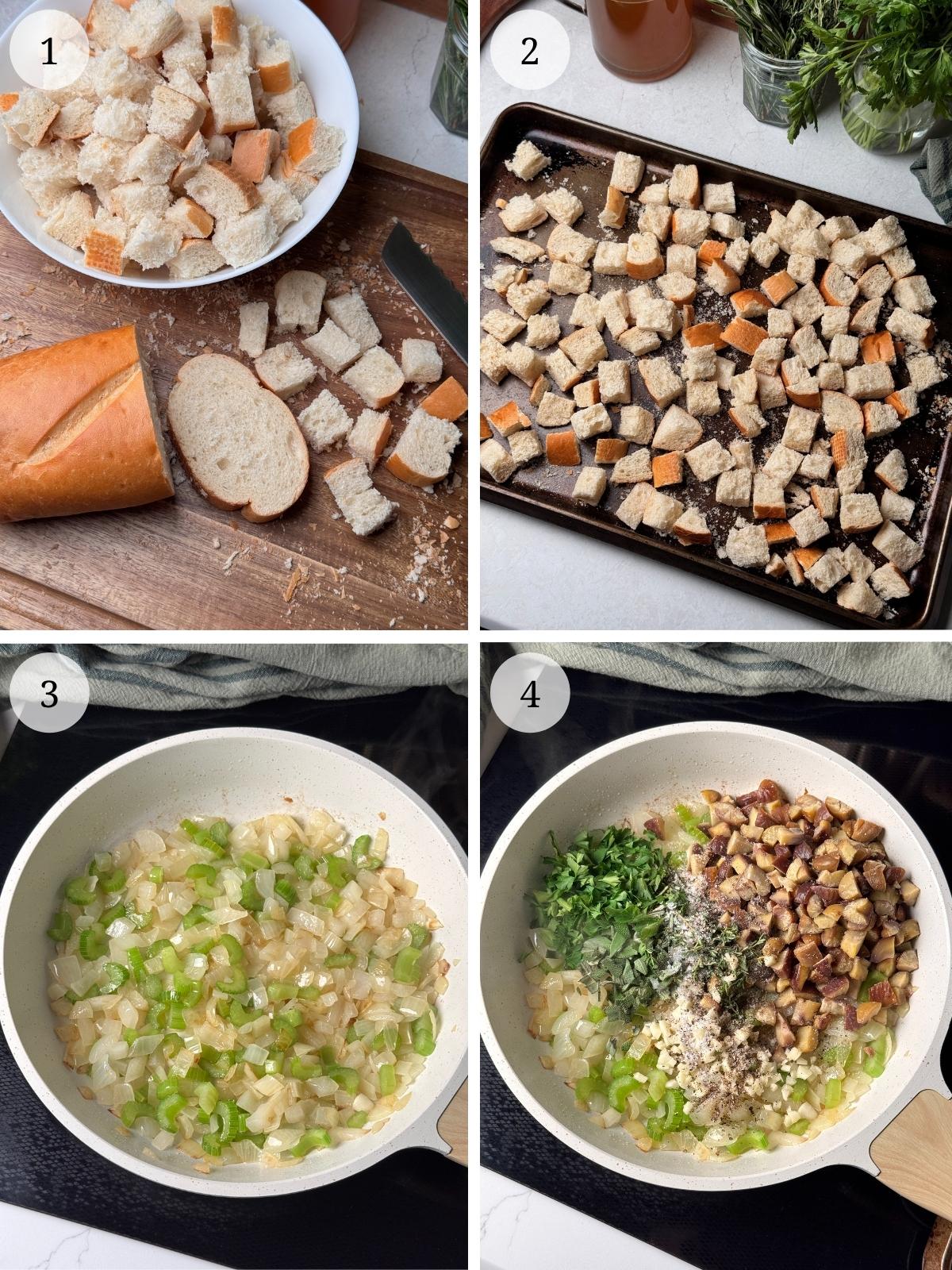 First set of steps for making stuffing.