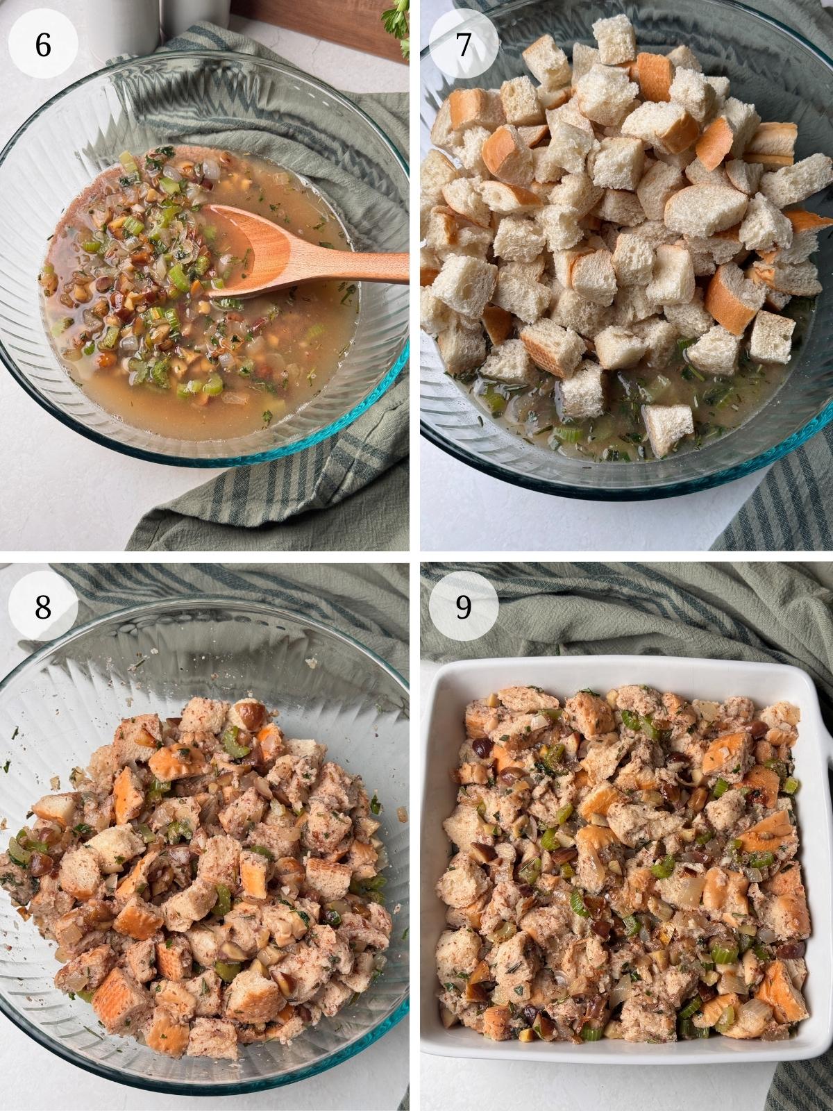 Second set of steps for vegan stuffing.