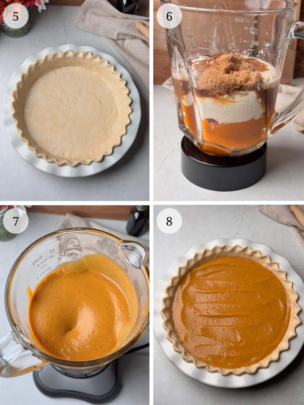 Steps for making pumpkin pie filling.