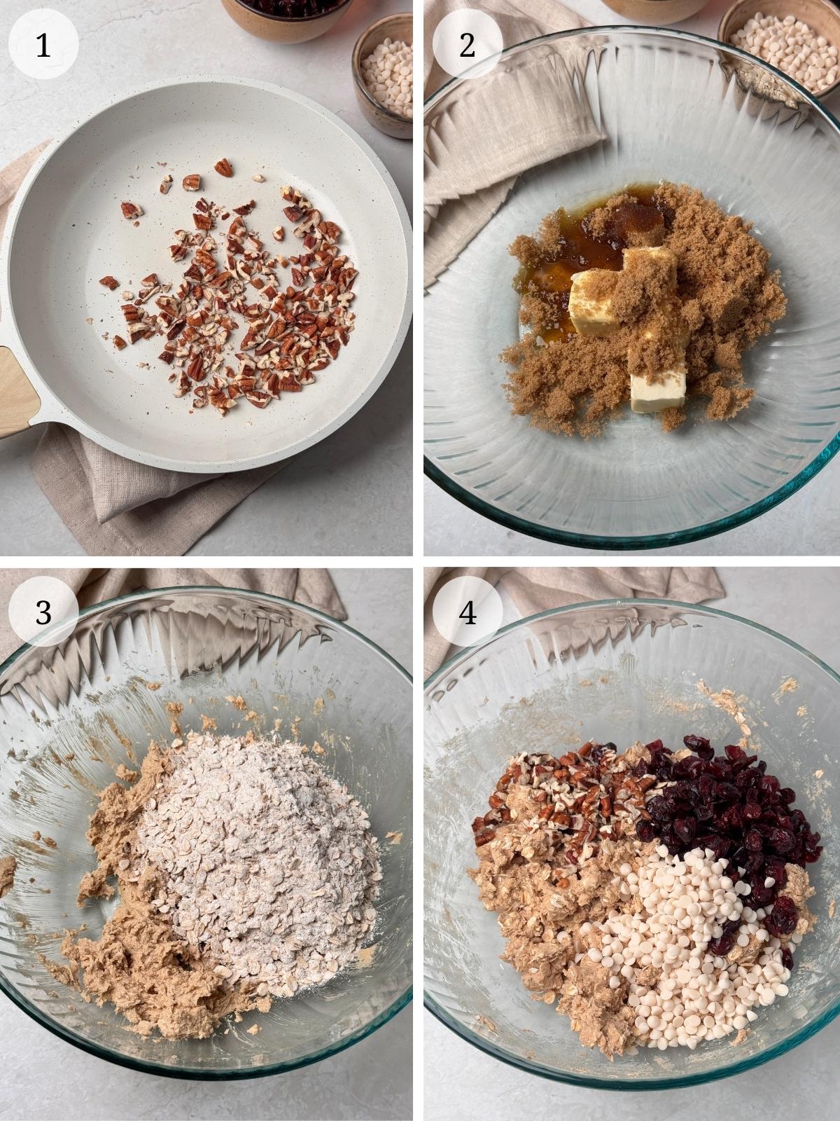 Numbered steps for baking cranberry cookies.