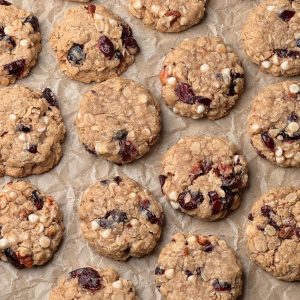 Up close view of cranberry cookies.
