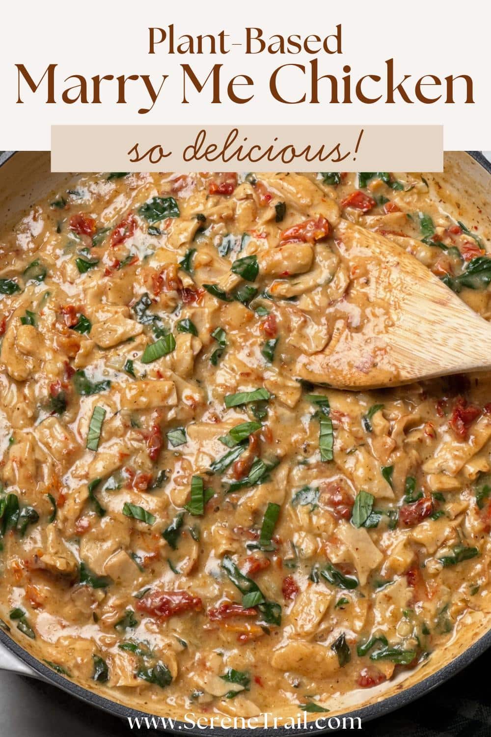 Pinterest pin of vegan marry me chicken.