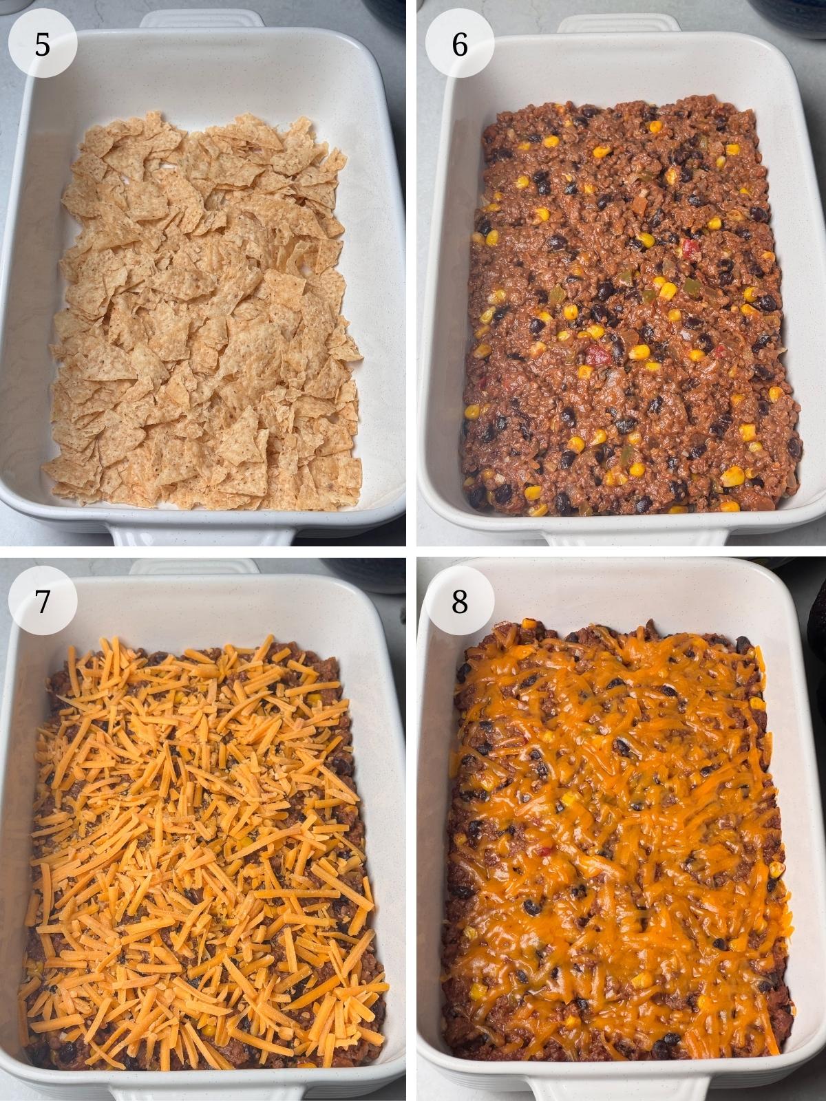 Second set of steps for baked taco casserole.