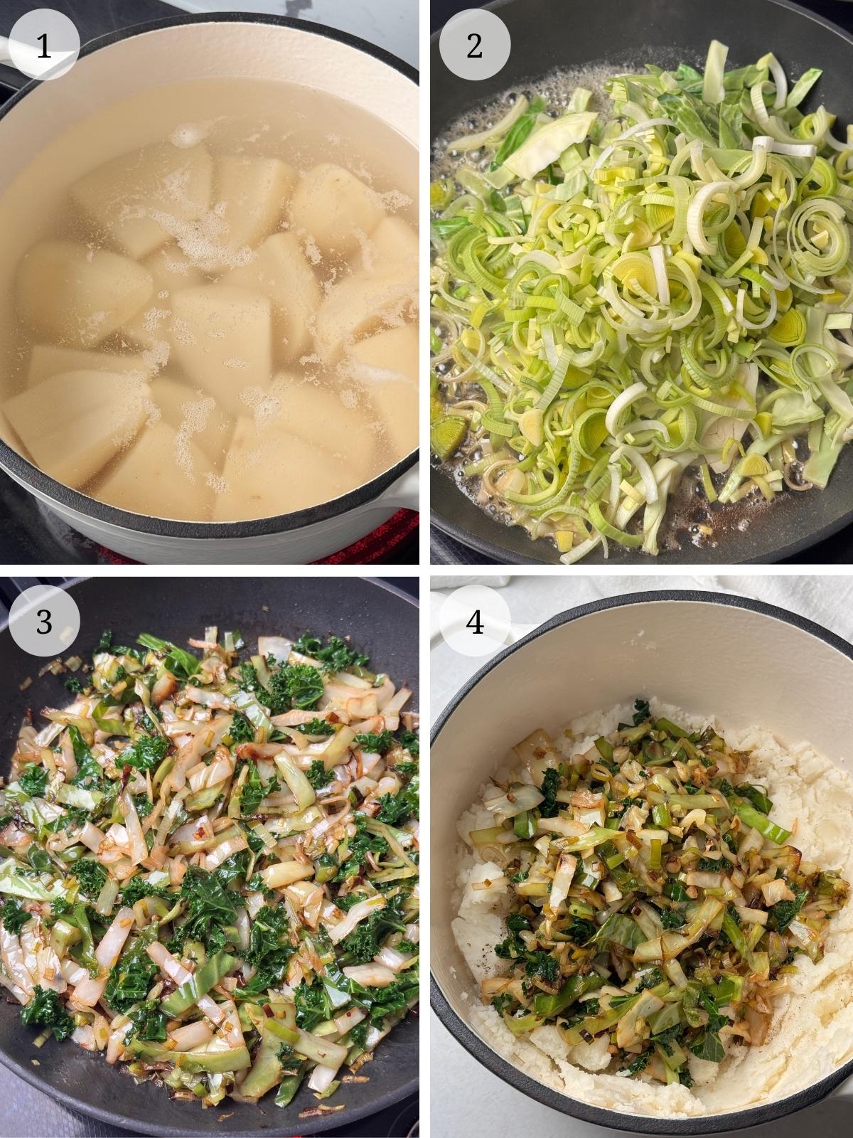 Numbered steps for colcannon.