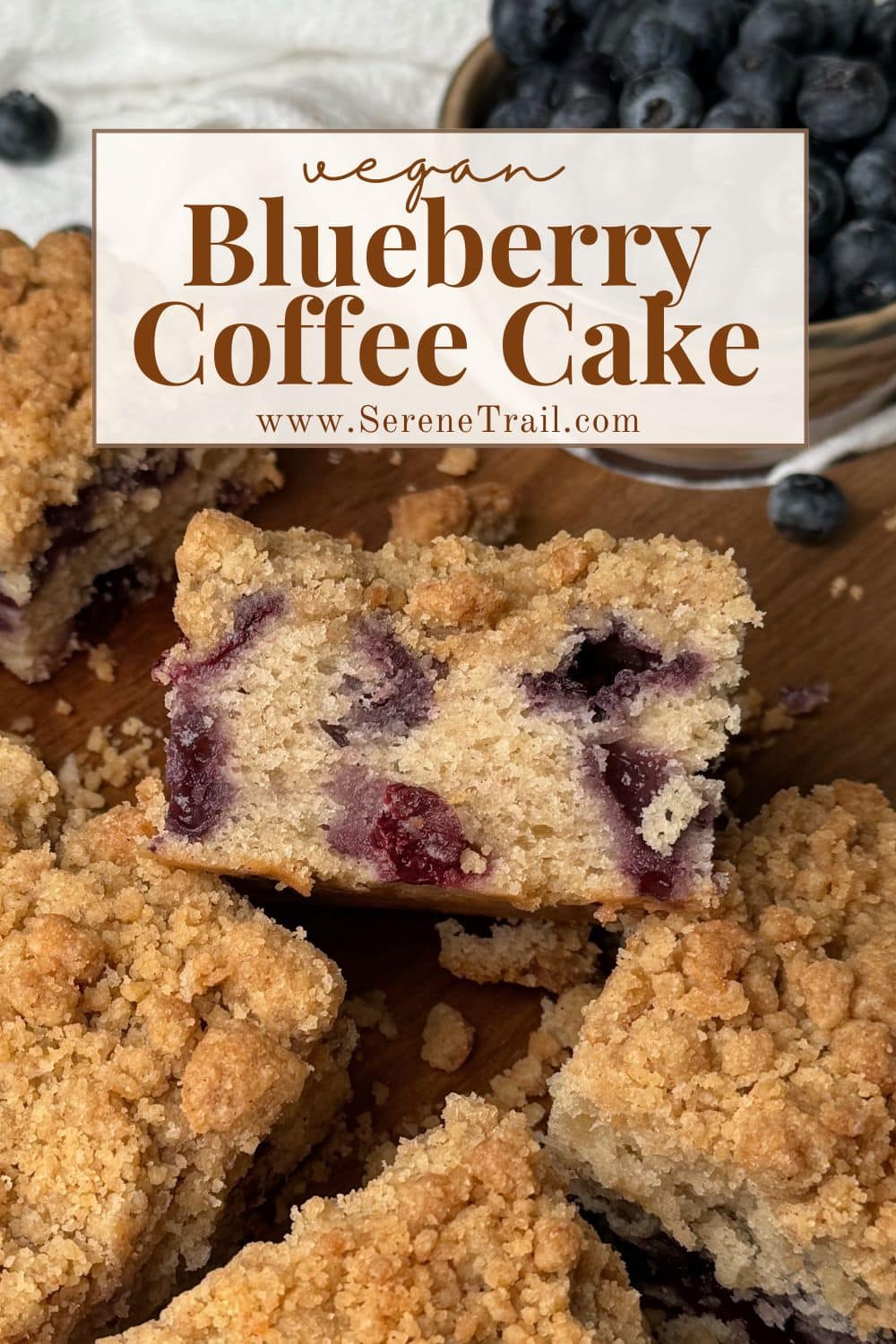 Pinterest pin image of blueberry coffee cake.