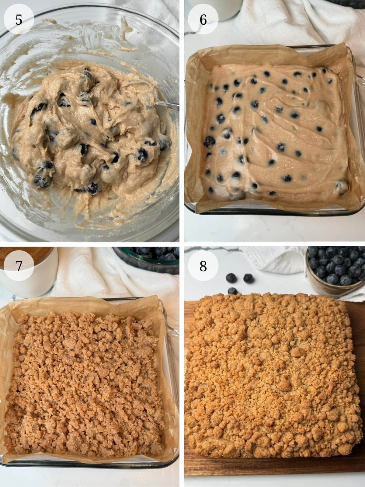 Second set of steps for blueberry coffee cake.