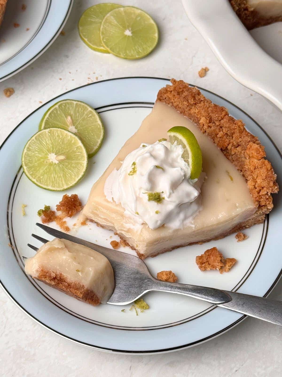 Vegan key lime pie made with tofu.